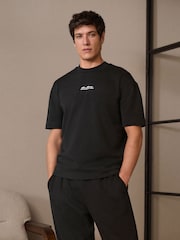 texte Noir - Coupe ample - T-shirt épais imprimé graphique - Image 1 de 8