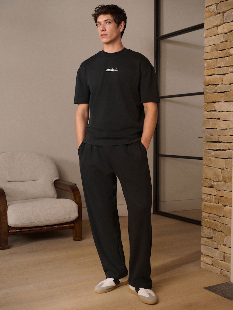Black Text Relaxed Fit Graphic Print Heavy Weight T-Shirt - Image 3 of 8