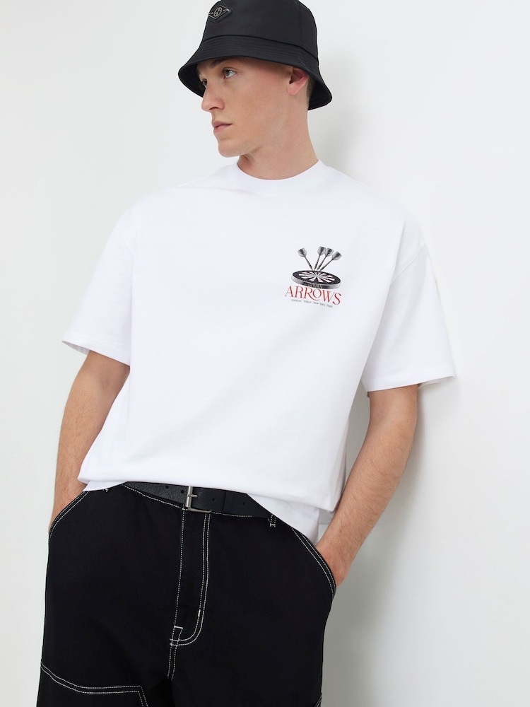 River Island White Oversized Dart Arrows T-Shirt - Image 1 of 4