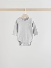 Pink Slogan Baby Long Sleeve Ribbed 100% Cotton Bodysuits 3 Pack - Image 3 of 12