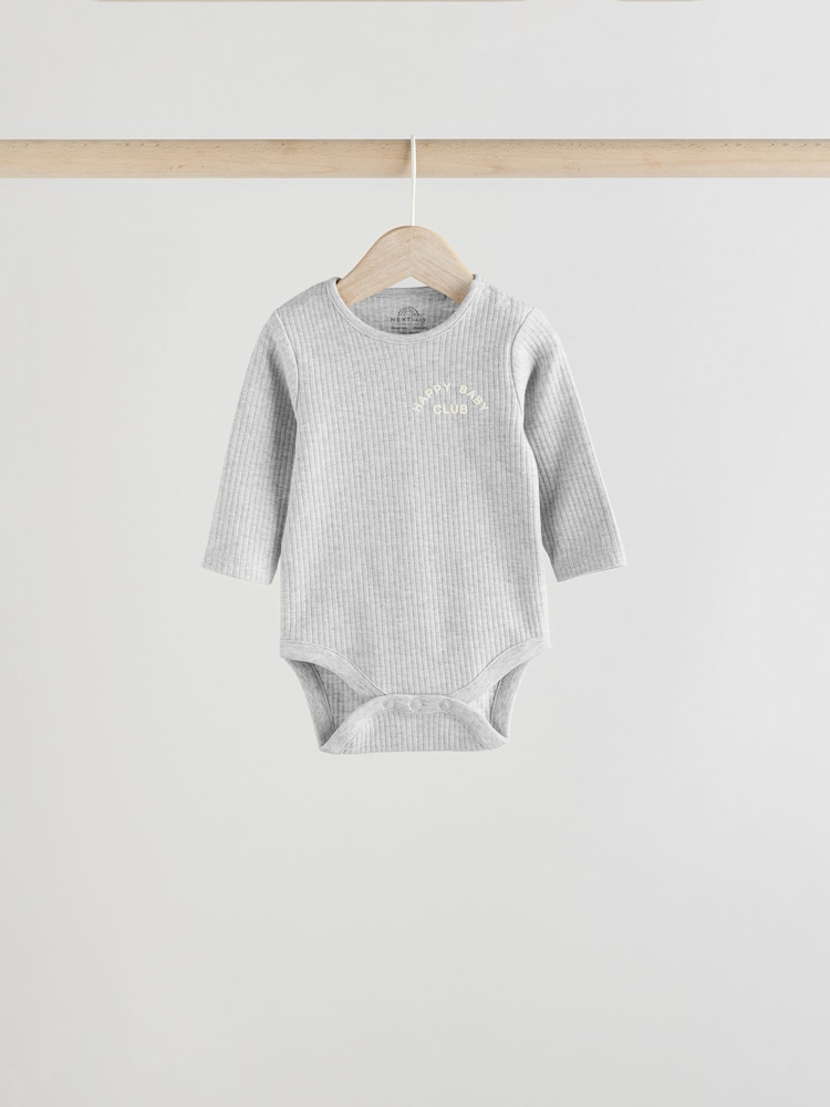 Slogan rose - Lot de 3 bodys côtelés 100% coton à manches longues bébé - Image 3 of 12