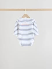 Pink Slogan Baby Long Sleeve Ribbed 100% Cotton Bodysuits 3 Pack - Image 6 of 12