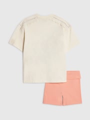 River Island White Miami Beach T-Shirt & Cycle Short Set - Image 2 of 5