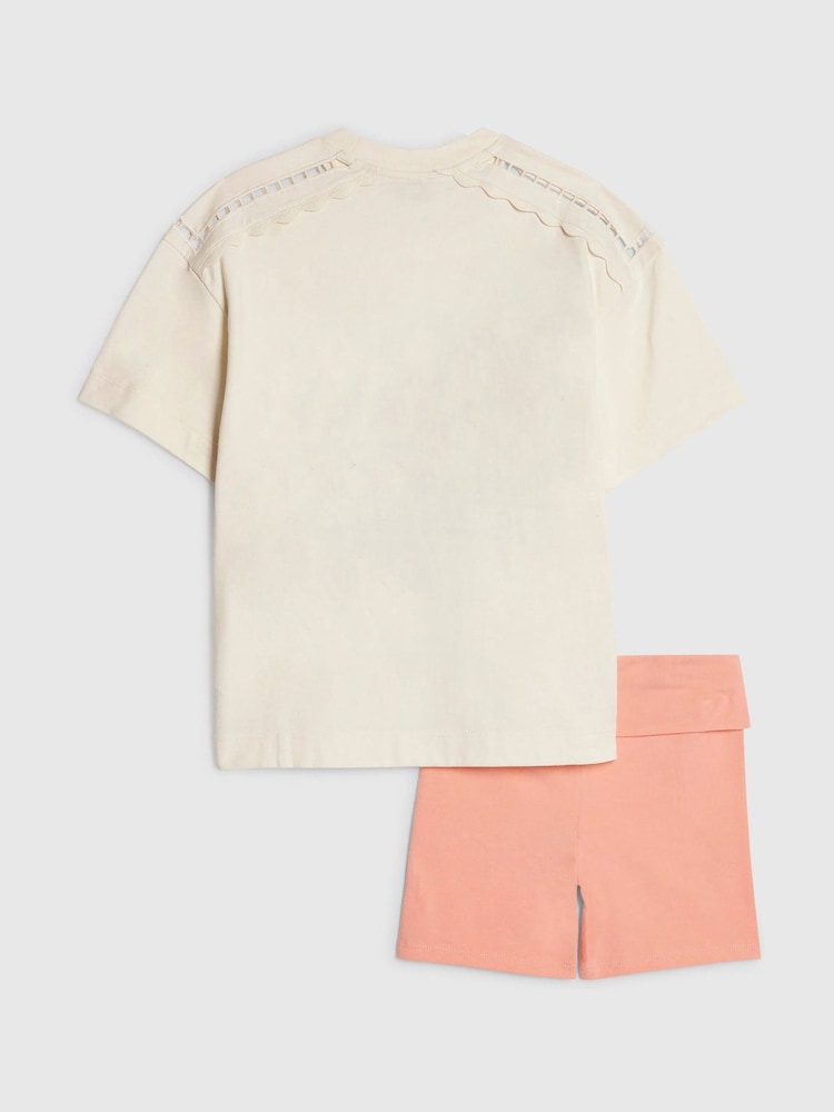 River Island White Miami Beach T-Shirt & Cycle Short Set - Image 2 of 5 River Island White Miami Beach T-Shirt & Cycle Short Set - Image 2 of 5