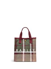 Radley London Small Red Autumn Check Open Top Grab Bag - Image 1 of 4