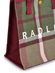 Radley London Small Red Autumn Check Open Top Grab Bag - Image 3 of 4