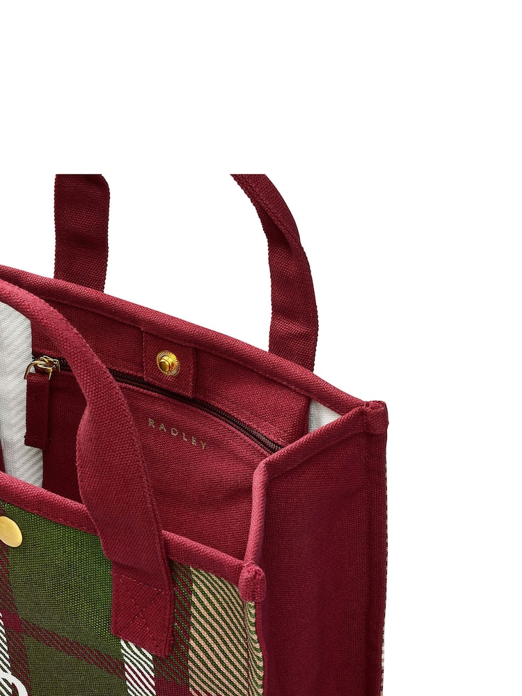 Radley London Small Red Autumn Check Open Top Grab Bag - Image 4 of 4