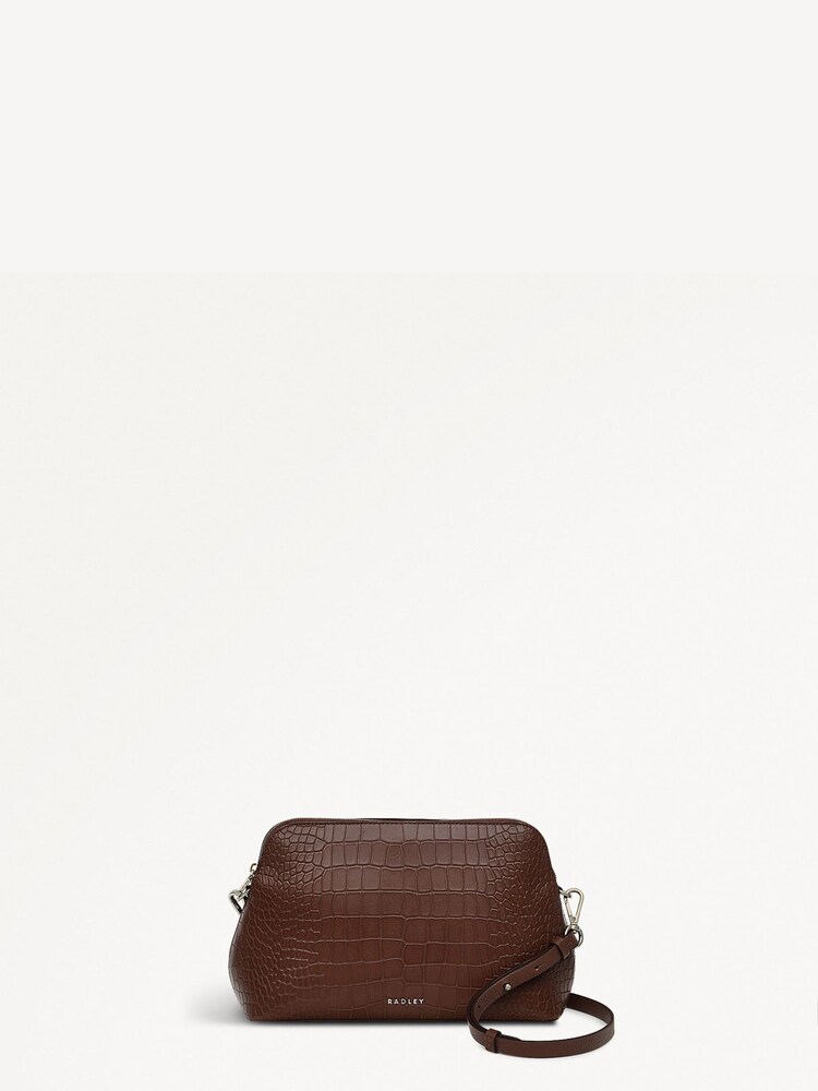 Radley London Medium Liverpool Street Icon Faux Croc Ziptop Cross-Body Brown Bag - Image 1 of 4