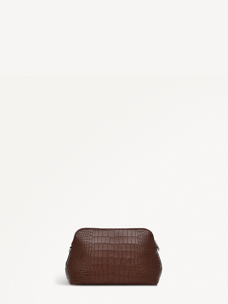 Radley London Medium Liverpool Street Icon Faux Croc Ziptop Cross-Body Brown Bag - Image 2 of 4