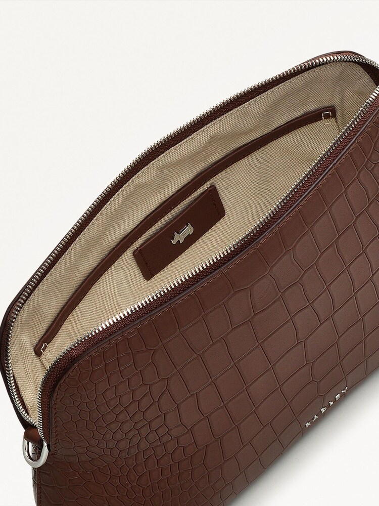 Radley London Medium Liverpool Street Icon Faux Croc Ziptop Cross-Body Brown Bag - Image 4 of 4