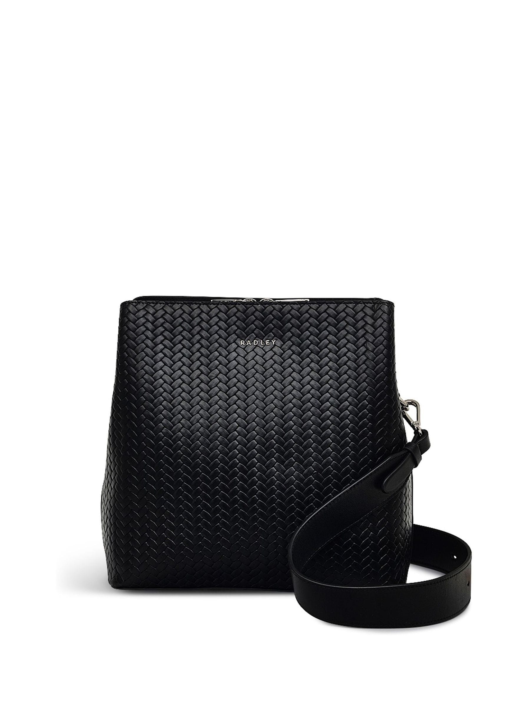 Buy Radley London Medium Dukes Place Icon Weave Emboss Compartment Black Cross Body Bag from Next Luxembourg