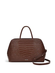 Radley Medium Liverpool Street Icon Faux Croc Effect Zip Top Grab Brown Bag - Image 1 of 5