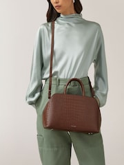 Radley Medium Liverpool Street Icon Faux Croc Effect Zip Top Grab Brown Bag - Image 5 of 5