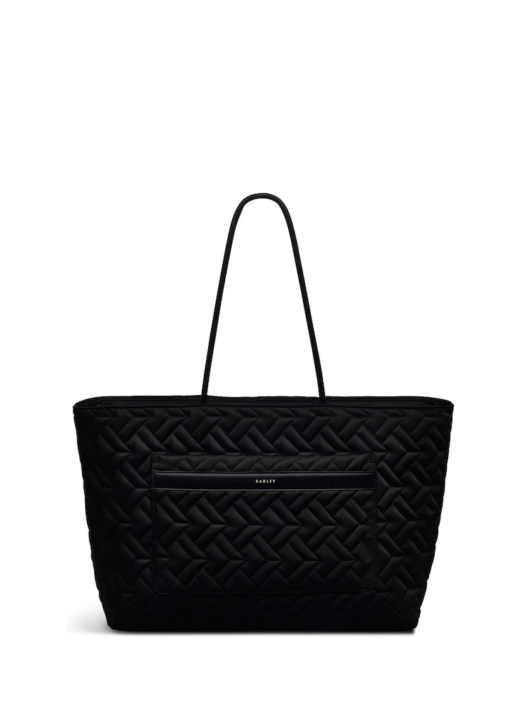 Radley Large Holland Park Quilt Zip Top Black Tote Bag - Image 1 of 6
