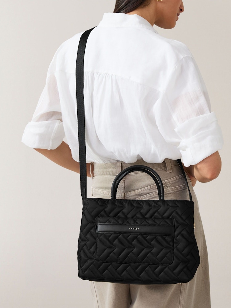 Radley London Medium Holland Park Quilt Zip Top Grab Black Bag - Image 5 of 5
