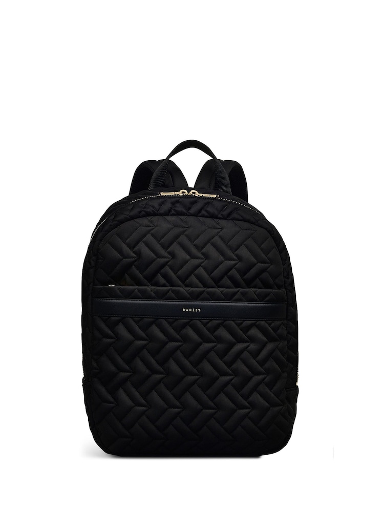 Radley Medium Holland Park Quilt Zip Top Black Backpack - Image 1 of 5