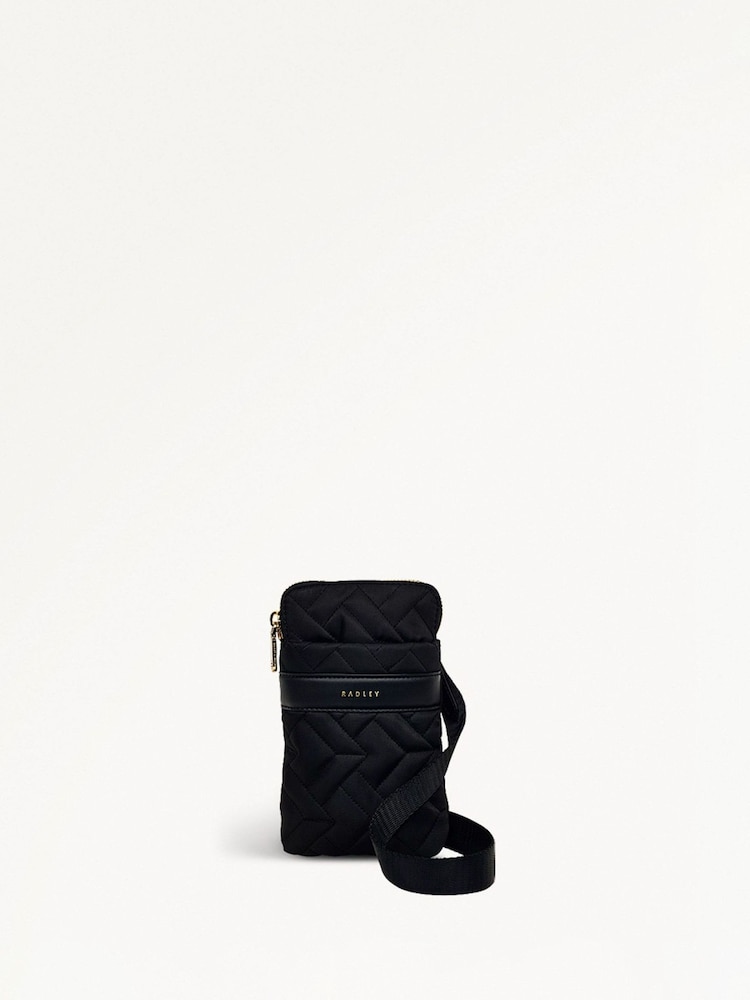 Radley Medium Holland Park Quilt Zip Around Phone Black Cross-Body Bag - Image 1 of 5