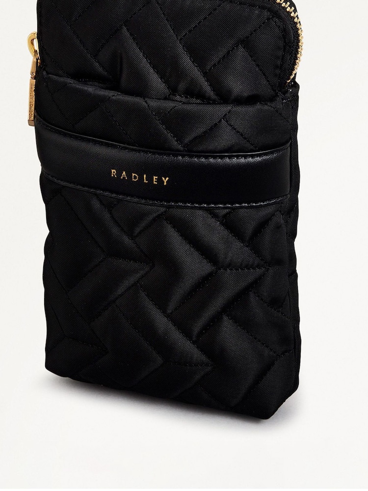 Radley Medium Holland Park Quilt Zip Around Phone Black Cross-Body Bag - Image 3 of 5