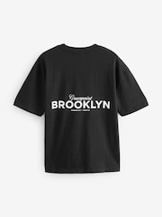 Пурпурный/синий/черный - Футболка свободного кроя из 100% хлопка с принтом - Image 11 of 14