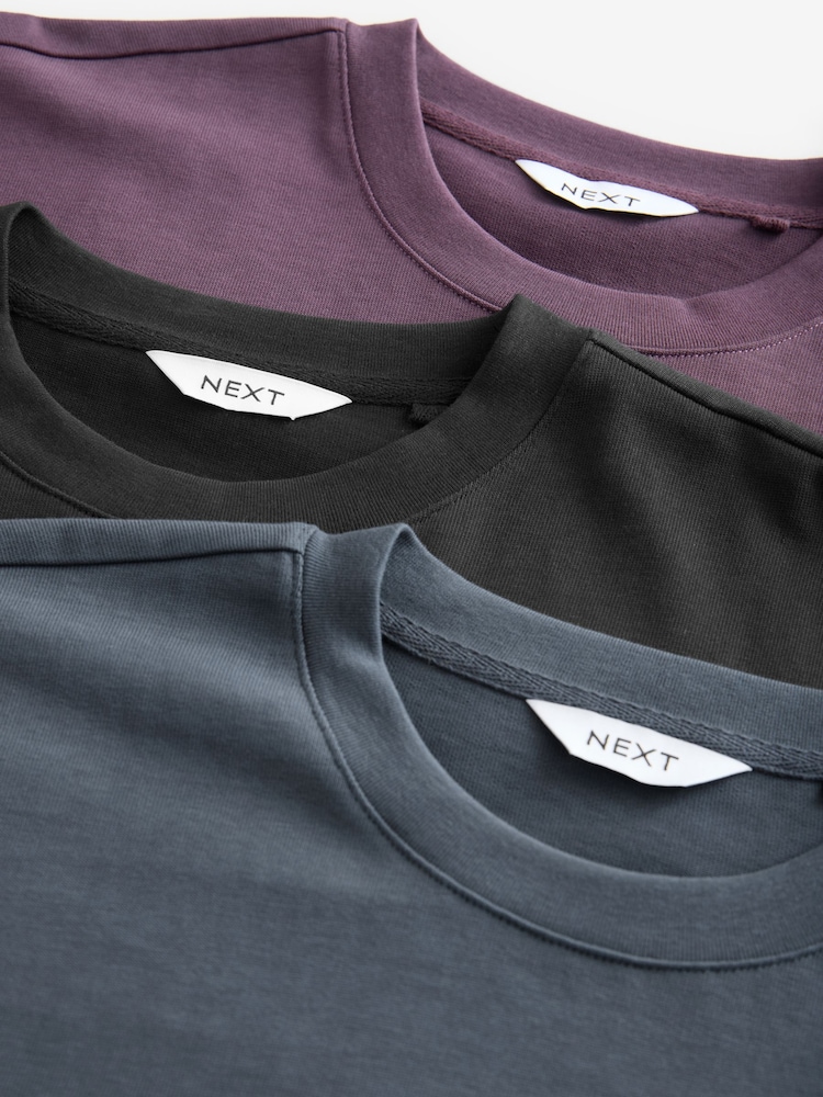 Violet/Bleu/Noir - T-shirt décontracté imprimé à imprimé épais 100% coton - Image 13 of 14