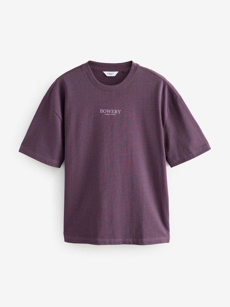 Violet/Bleu/Noir - T-shirt décontracté imprimé à imprimé épais 100% coton - Image 9 of 14
