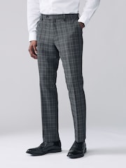 Antraciet - Pantalon van gebiesd maatsnitkostuum met ruit - Image 1 of 10