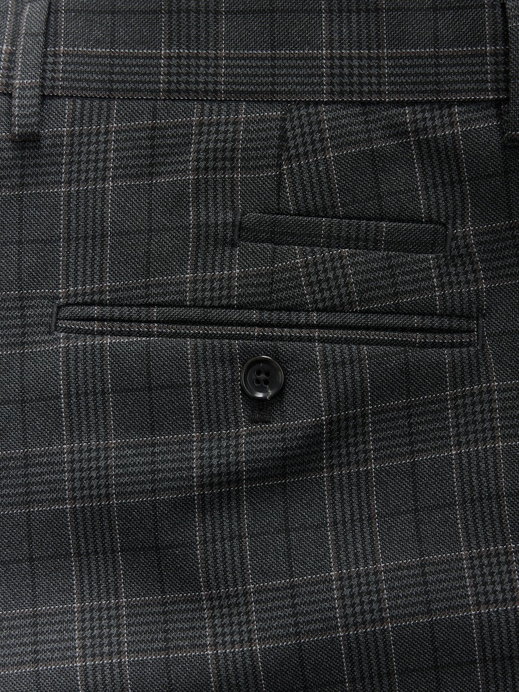 Charcoal Grey Tailored Fit Trimmed Check Suit Trousers - Image 10 of 10 Charcoal Grey Tailored Fit Trimmed Check Suit Trousers - Image 10 of 10
