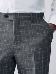 Antraciet - Pantalon van gebiesd maatsnitkostuum met ruit - Image 4 of 10