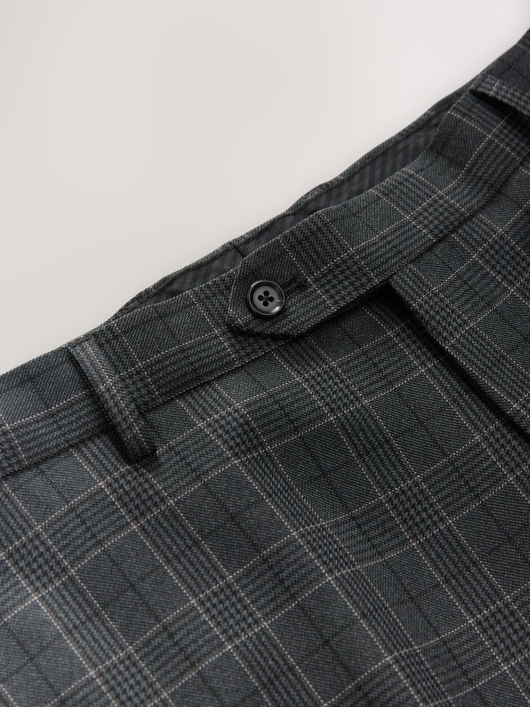 Antraciet - Pantalon van gebiesd maatsnitkostuum met ruit - Image 4 of 10