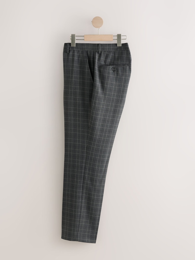 Antraciet - Pantalon van gebiesd maatsnitkostuum met ruit - Image 7 of 10