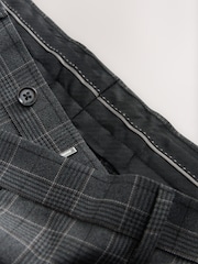 Antraciet - Pantalon van gebiesd maatsnitkostuum met ruit - Image 8 of 10