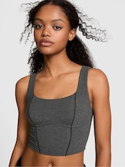 Victoria's Secret PINK Charcoal Heather Grey Cotton Scoop Sports Bra Top - Image 1 of 4