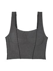 Victoria's Secret PINK Charcoal Heather Grey Cotton Scoop Sports Bra Top - Image 3 of 4