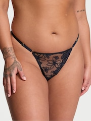 Victoria's Secret Dark Twilight Blue Ziggy Embelished G-String Thong Knickers - Image 1 of 3