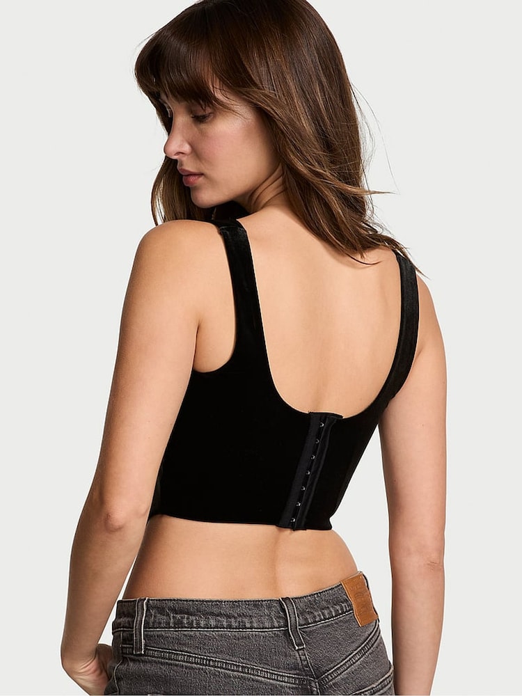 Victoria's Secret Black Velvet Star Shine Corset Bra Top - Image 2 of 4