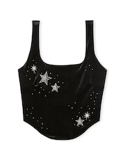 Victoria's Secret Black Velvet Star Shine Corset Bra Top - Image 3 of 4