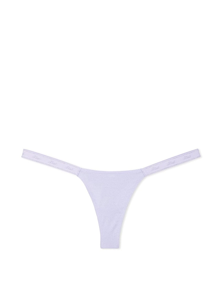 Victoria's Secret PINK Purple Cloud Mini Scoop Thong Cotton Logo Shimmer Knickers - Image 1 of 2