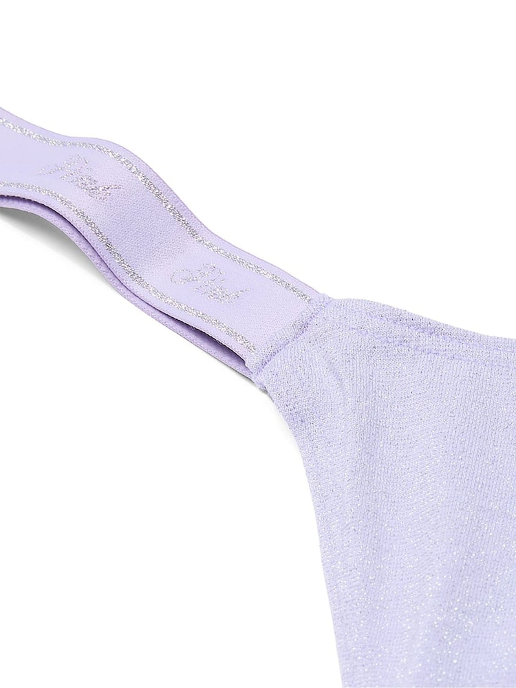 Victoria's Secret PINK Purple Cloud Mini Scoop Thong Cotton Logo Shimmer Knickers - Image 2 of 2