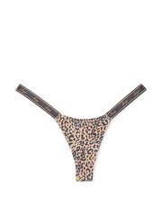 Victoria's Secret PINK Leopard Brown Cotton Logo Mini Scoop Thong - Image 3 of 3