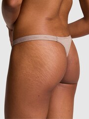 Victoria's Secret PINK Iced Coffee Brown Mini Scoop Thong Cotton Logo Shimmer Knickers - Image 2 of 4