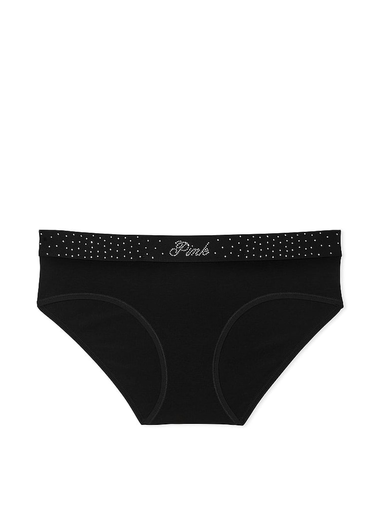 Victoria's Secret PINK Black Diamante Hipster Cotton Logo Knickers - Image 3 of 3