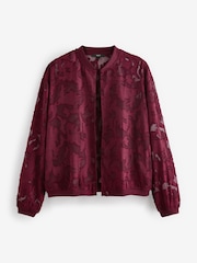 Berry Red Burnout Bomber Jacket - Image 6 of 8
