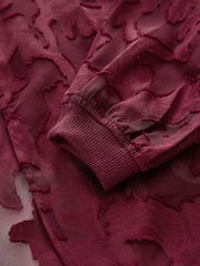 Berry Red Burnout Bomber Jacket - Image 7 of 8