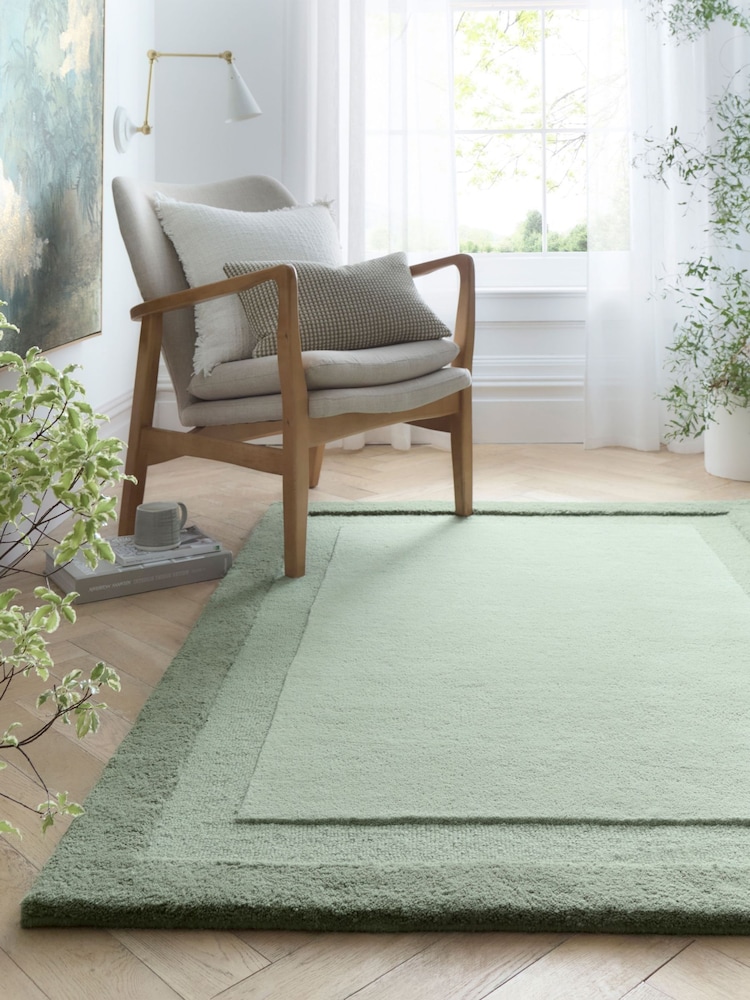 Origin Rugs Soft Green Stacked Border Rug - Image 1 of 5 Origin Rugs Soft Green Stacked Border Rug - Image 1 of 5