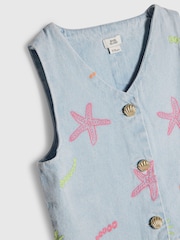 River Island Blue Seashell Denim Waistcoat & Trousers Set - Image 3 of 4