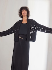 Black Burnout Bomber Jacket - Image 2 of 7