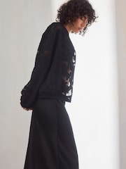 Black Burnout Bomber Jacket - Image 3 of 7