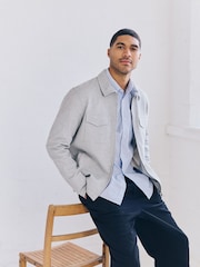 Light Grey Jersey Shacket - Image 1 of 5