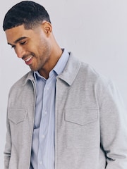 Light Grey Jersey Shacket - Image 4 of 5