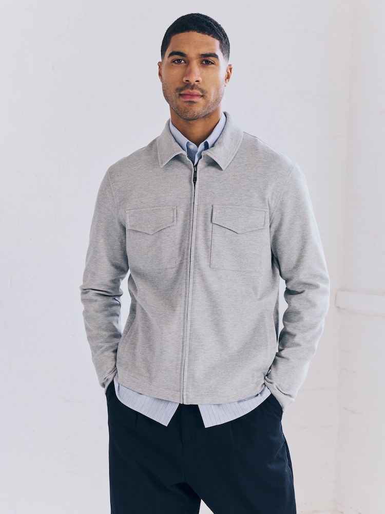 Light Grey Jersey Shacket - Image 5 of 5